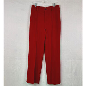 ZARA WOMENS HIGH WAISTED STRAIGHT CUT PANTS RED COLOR SIZE M